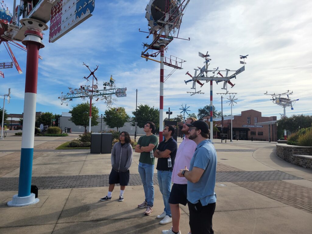 NC State team site visit to whirligig park